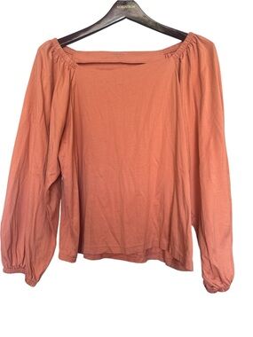 Banana Republic Coral Square Neck Long Sleeve Top